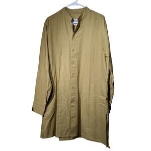 Yobel NWT Military Olive Bombay Button Front 100% Cotton Tunic Mens Size L